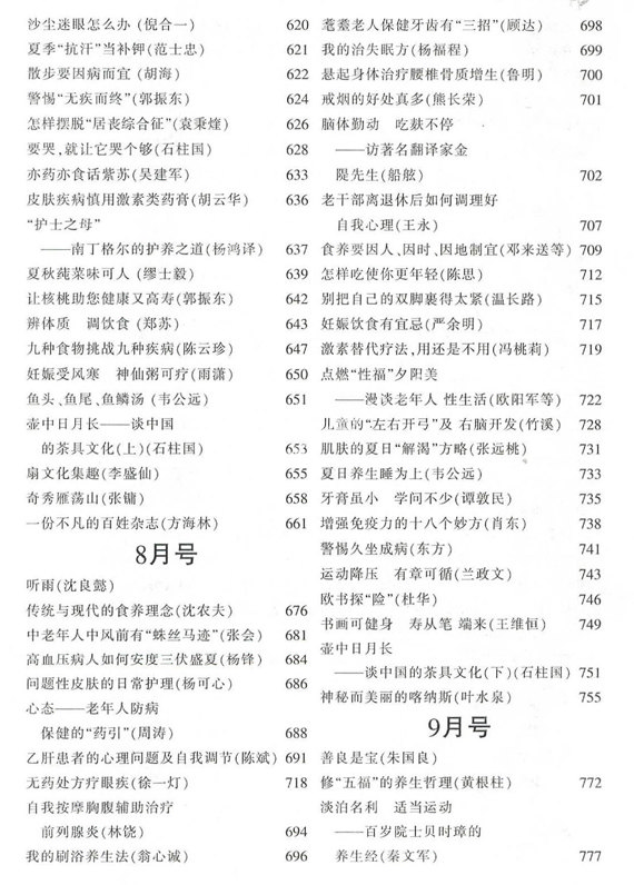 《养生月刊》2008年第29卷总目录